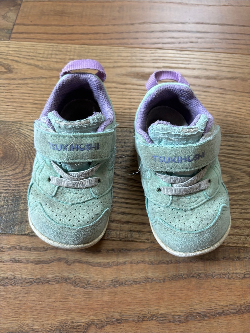Tsukihoshi Kids Mint and Purple Velcro Sneakers